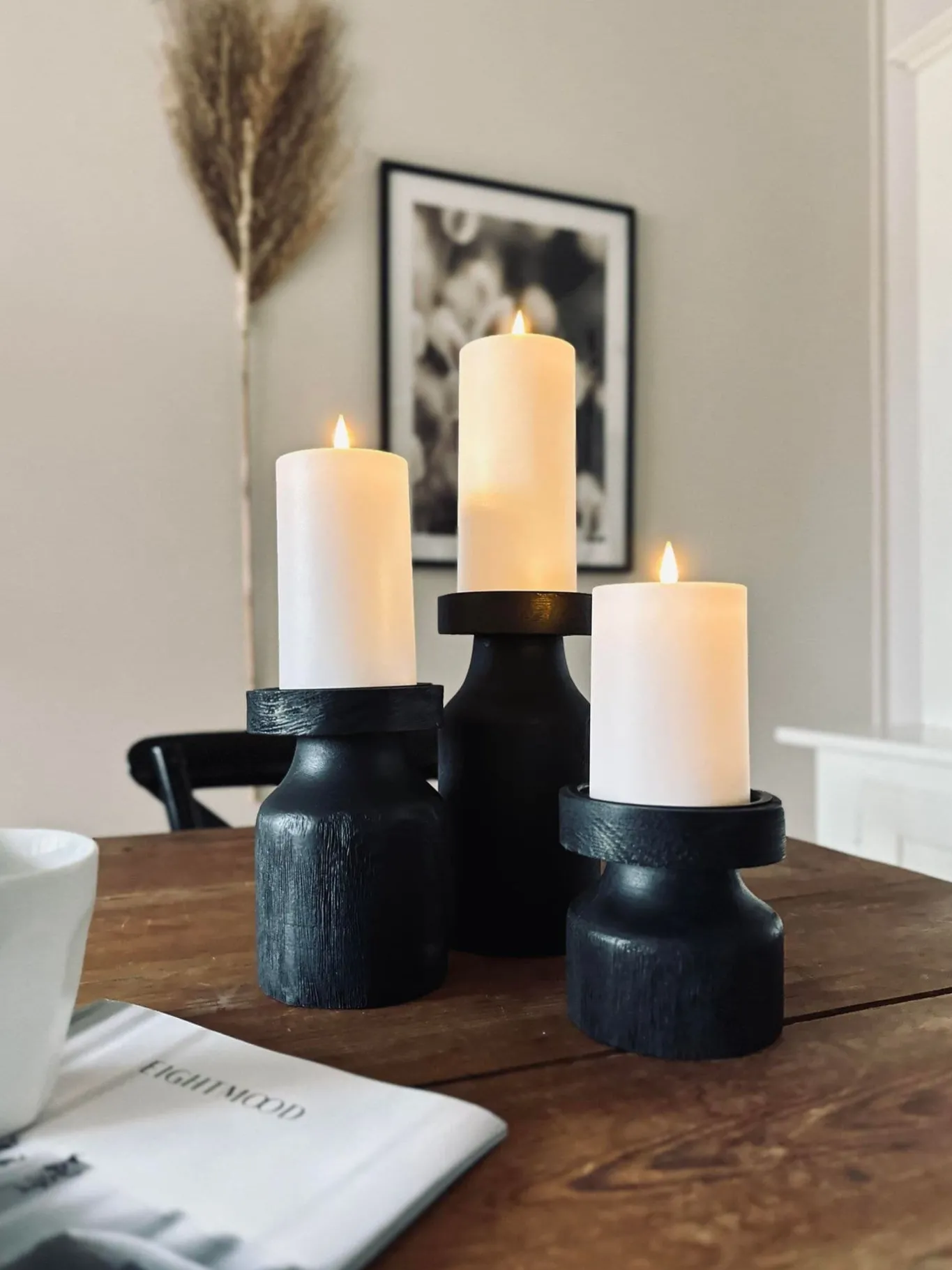 VIAMAJA Lysestager<Lysestage wood til bloklys 20cm