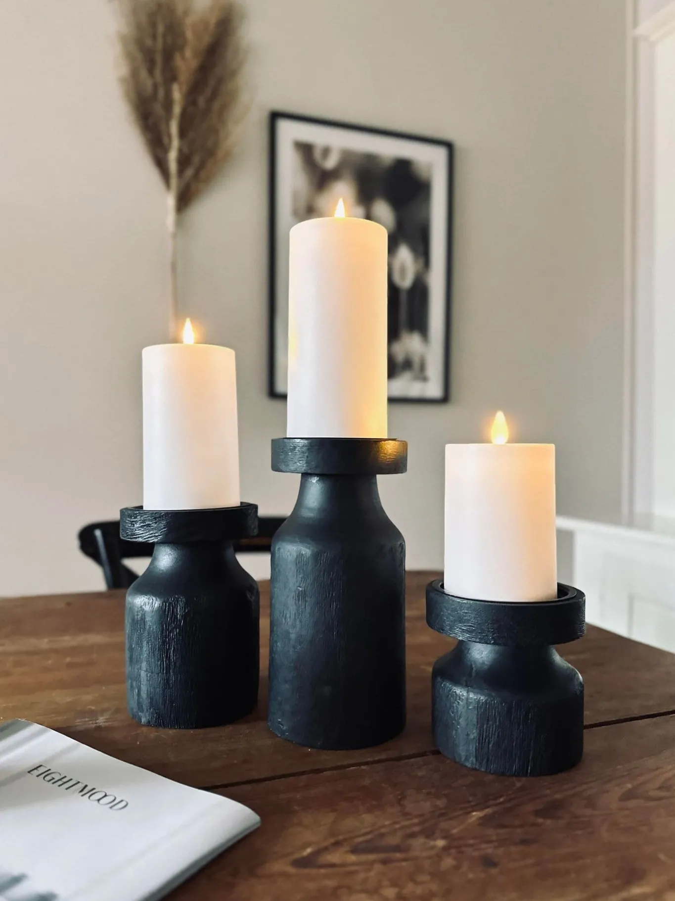 VIAMAJA Lysestager<Lysestage wood til bloklys 20cm