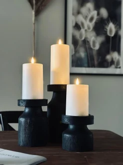 VIAMAJA Lysestager<Lysestage wood til bloklys 20cm
