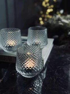 VIAMAJA Lysestager|Jul<Lysestager i klar glas - Sæt af 3 stk.