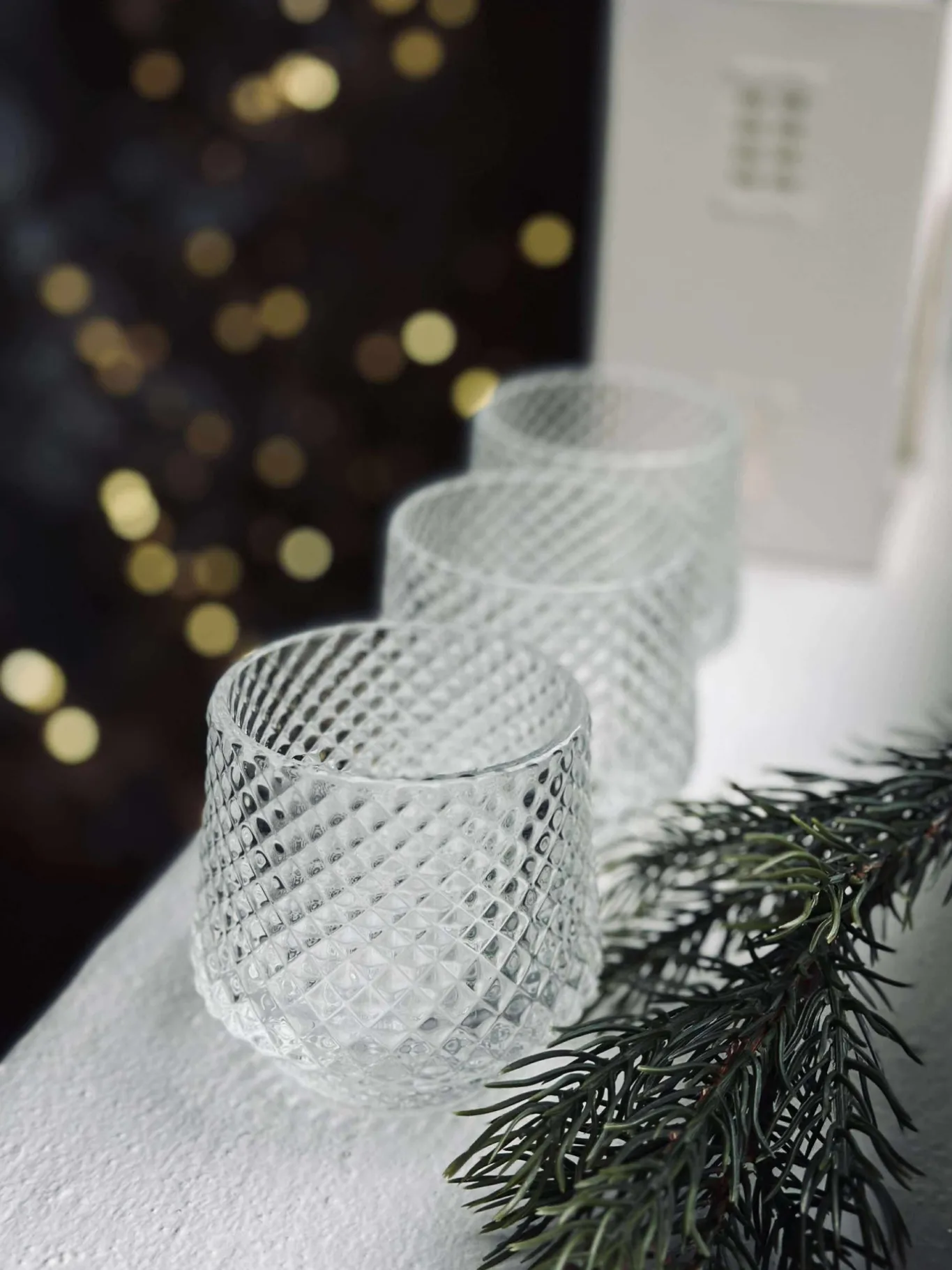 VIAMAJA Lysestager|Jul<Lysestager i klar glas - Sæt af 3 stk.