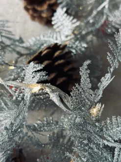VIAMAJA Led Jul|Led Dekoration<Lyskæde LED SØLV med glimmer og timer