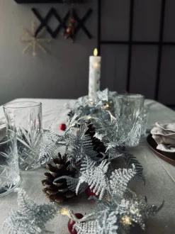 VIAMAJA Led Jul|Led Dekoration<Lyskæde LED SØLV med glimmer og timer