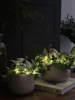 VIAMAJA Lys Og Led|Blomster<Lyskæde med grønne efeublade - 290cm