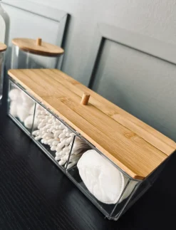 VIAMAJA Opbevaring Til Badeværelse|Makeup Opbevaring<Makeup organizer - Akryl med bambuslåg