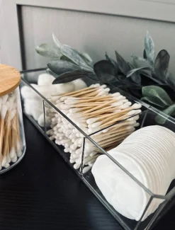 VIAMAJA Opbevaring Til Badeværelse|Makeup Opbevaring<Makeup organizer - Akryl med bambuslåg