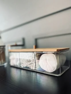 VIAMAJA Opbevaring Til Badeværelse|Makeup Opbevaring<Makeup organizer - Akryl med bambuslåg