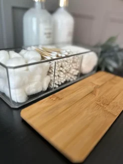 VIAMAJA Opbevaring Til Badeværelse|Makeup Opbevaring<Makeup organizer - Akryl med bambuslåg