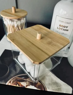 VIAMAJA Opbevaring Til Badeværelse|Makeup Opbevaring<Makeup organizer - Akryl med bambuslåg