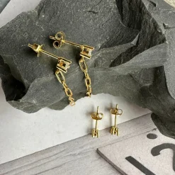 VIAMAJA Ørestikker<Mix box m. 4 øreringe - Jessica 18k forgyldt