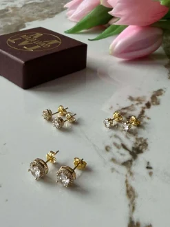 VIAMAJA Ørestikker<Mix box med 6 øreringe - Bea 18k forgyldt