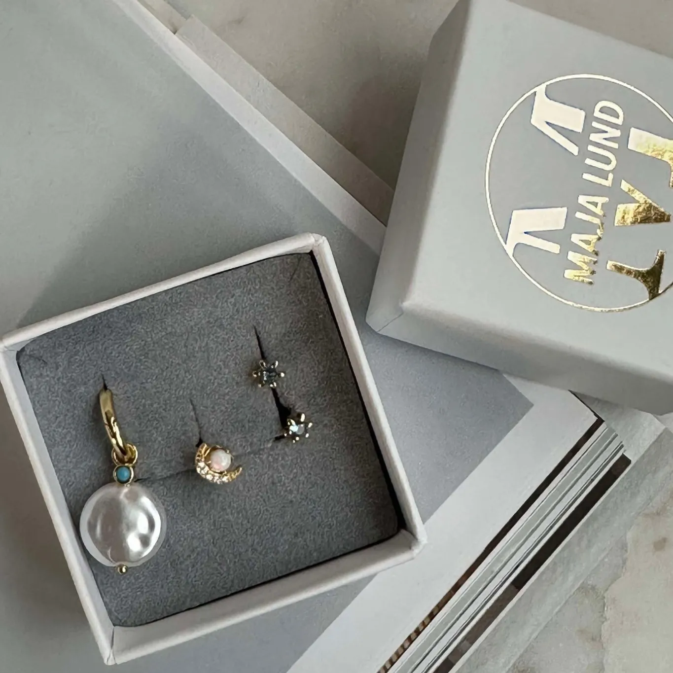 VIAMAJA Ørestikker<Mix box OLYMPIA med 4 øreringe - Sterling Silver