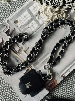 VIAMAJA Nøgleringe<Mobil / Nøglesnor – Black / silver leather