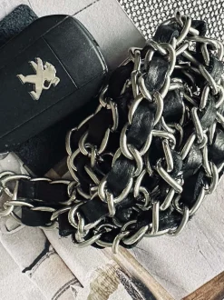 VIAMAJA Nøgleringe<Mobil / Nøglesnor – Black / silver leather