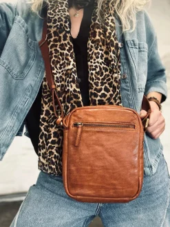 VIAMAJA Cross Body|Læder Tasker<Mobiltaske / Crossover – Cognac