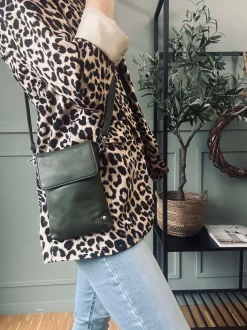 VIAMAJA Læder Tasker|Mobiltasker<Mobiltaske Aura Army