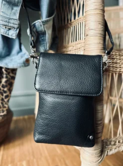 VIAMAJA Læder Tasker|Mobiltasker<Mobiltaske Aura Black