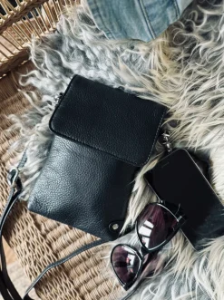 VIAMAJA Læder Tasker|Mobiltasker<Mobiltaske Aura Black