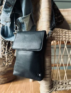 VIAMAJA Læder Tasker|Mobiltasker<Mobiltaske Aura Black