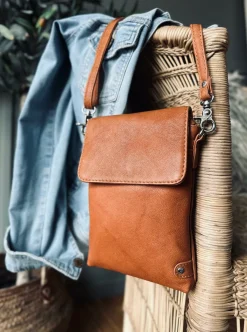 VIAMAJA Læder Tasker|Mobiltasker<Mobiltaske Aura Cognac