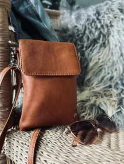 VIAMAJA Læder Tasker|Mobiltasker<Mobiltaske Aura Cognac