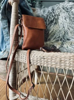 VIAMAJA Læder Tasker|Mobiltasker<Mobiltaske Aura Cognac