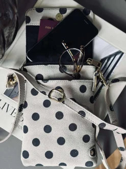 VIAMAJA Læder Tasker|Mobiltasker<Mobiltaske Blacks dots