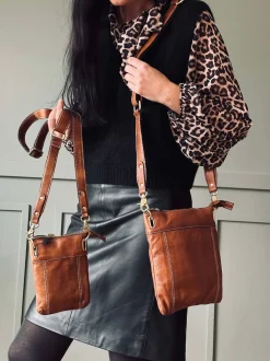 VIAMAJA Læder Tasker|Mobiltasker<Mobiltaske Gunilla walnut