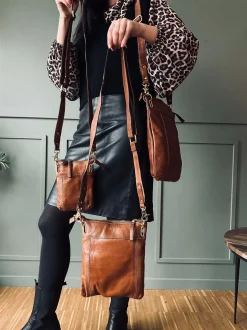 VIAMAJA Læder Tasker|Mobiltasker<Mobiltaske Gunilla walnut