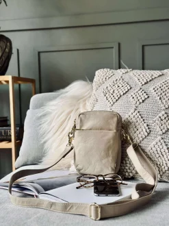 VIAMAJA Læder Tasker|Mobiltasker<Mobiltaske Liva - Sand / Gold