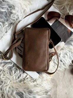 VIAMAJA Læder Tasker|Mobiltasker<Mobiltaske Misse - Coffee / gold
