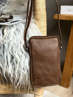 VIAMAJA Læder Tasker|Mobiltasker<Mobiltaske Misse - Coffee / silver