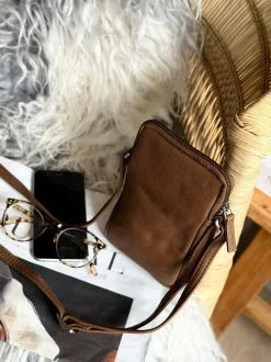 VIAMAJA Læder Tasker|Mobiltasker<Mobiltaske Misse - Coffee / silver