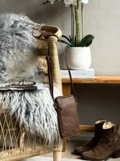 VIAMAJA Læder Tasker|Mobiltasker<Mobiltaske Misse - Coffee / silver