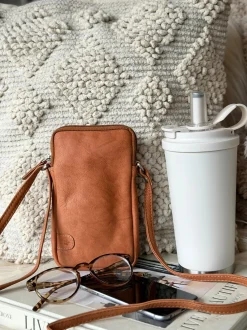 VIAMAJA Læder Tasker|Mobiltasker<Mobiltaske Misse - Cognac / silver