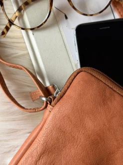 VIAMAJA Læder Tasker|Mobiltasker<Mobiltaske Misse - Cognac / silver