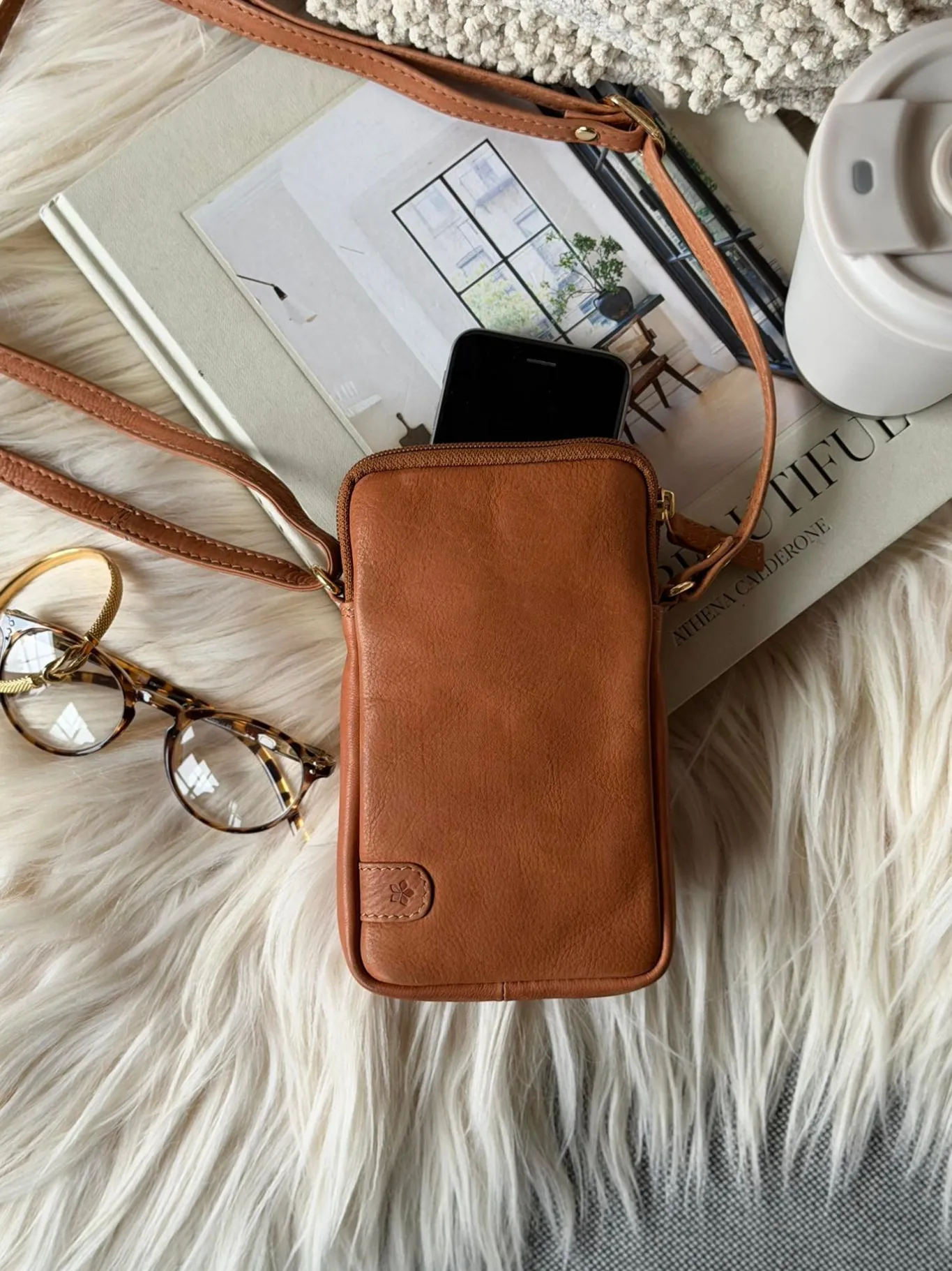 VIAMAJA Læder Tasker|Mobiltasker<Mobiltaske Misse - Cognac / gold