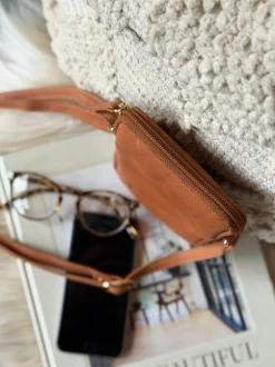 VIAMAJA Læder Tasker|Mobiltasker<Mobiltaske Misse - Cognac / gold