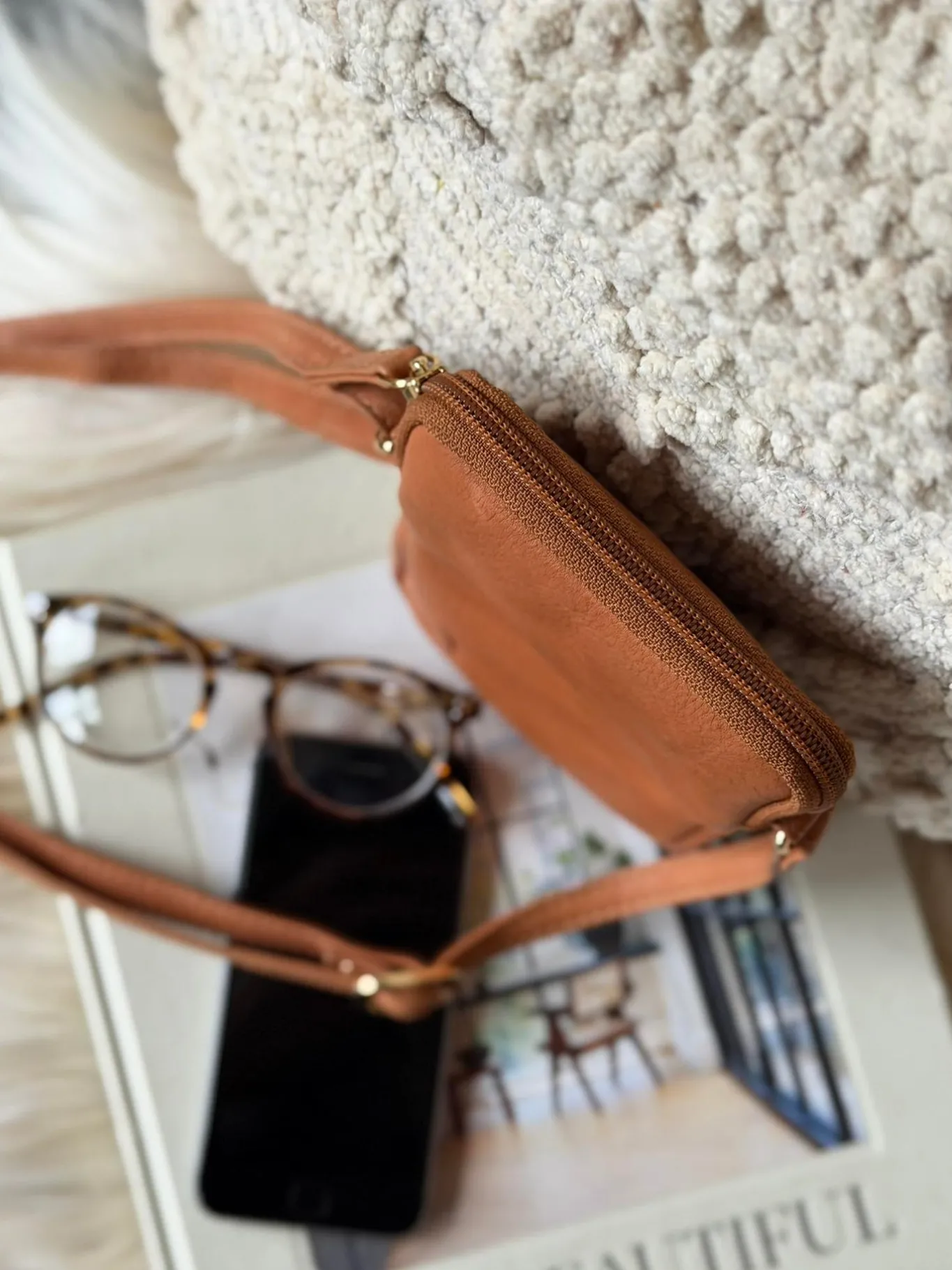 VIAMAJA Læder Tasker|Mobiltasker<Mobiltaske Misse - Cognac / gold