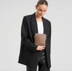 VIAMAJA Læder Tasker|Mobiltasker<Mobiltaske Sofya- Håndflettet Dark taupe