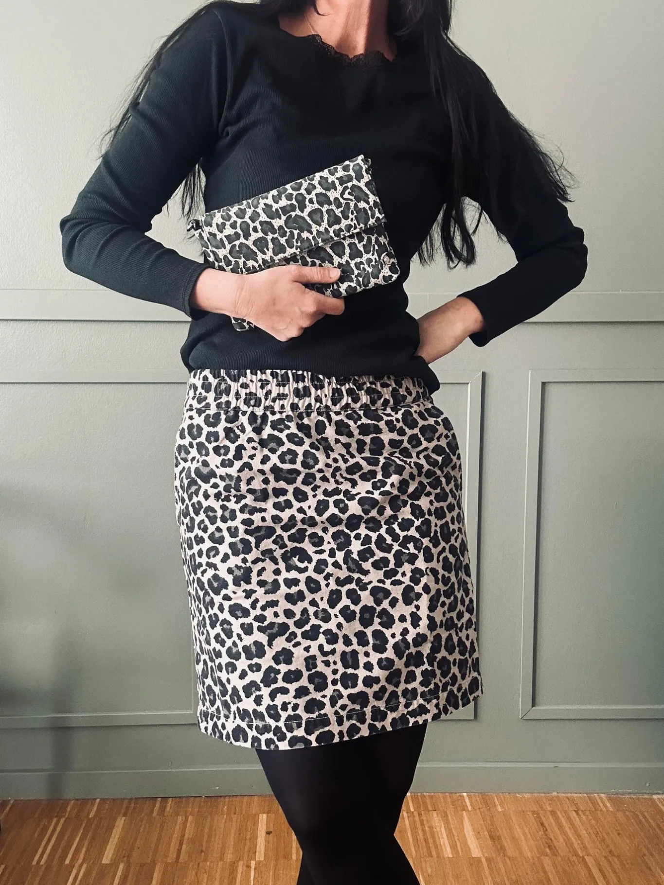 VIAMAJA Nederdele<Nederdel Jane Leopard Grey