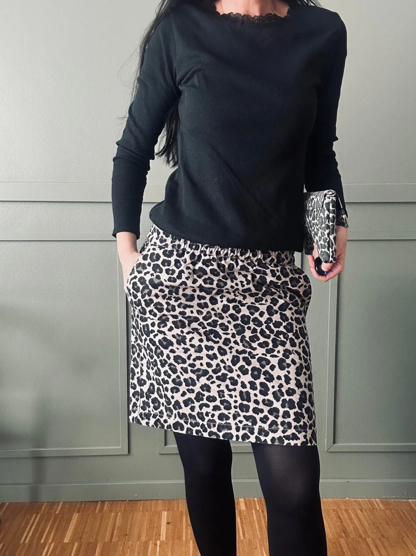 VIAMAJA Nederdele<Nederdel Jane Leopard Grey