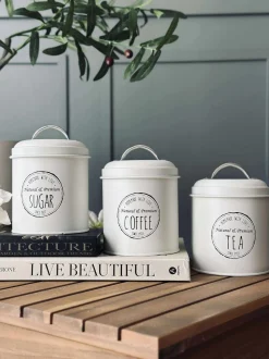 VIAMAJA Kaffe Og Te Tilbehør|Køkken Opbevaring<Opbevaringskrukker 3 stk - Creme