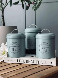 VIAMAJA Kaffe Og Te Tilbehør|Køkken Opbevaring<Opbevaringskrukker 3 stk - Dusty green
