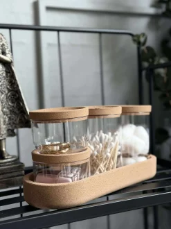 VIAMAJA Opbevaring Til Badeværelse|Makeup Opbevaring<Organiser med låg i kork - 5 dele