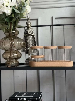 VIAMAJA Opbevaring Til Badeværelse|Makeup Opbevaring<Organiser med låg i kork - 5 dele