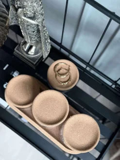 VIAMAJA Opbevaring Til Badeværelse|Makeup Opbevaring<Organiser med låg i kork - 5 dele