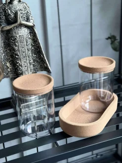 VIAMAJA Opbevaring Til Badeværelse|Makeup Opbevaring<Organiser med låg i kork - 3 dele
