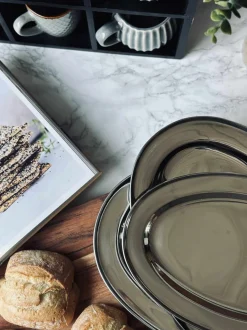 VIAMAJA Fad / Bakker|Rustfrit Stål<Ovalt fad Rustfrit Stål - Sæt med 3 stk.