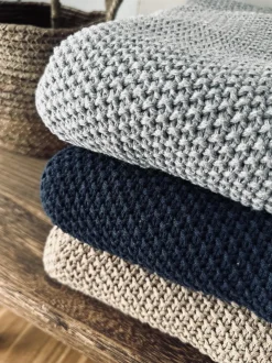 VIAMAJA Tæpper Og Puder<Plaid Perlestrik - Navy